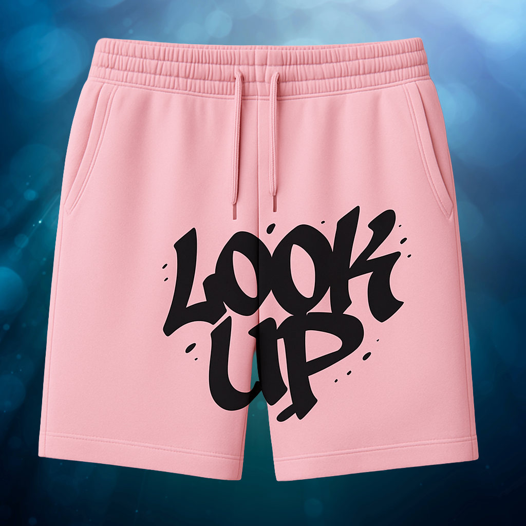 LONE ERA™ “LOOK UP” Heavyweight Shorts.Pastel Pink Edition