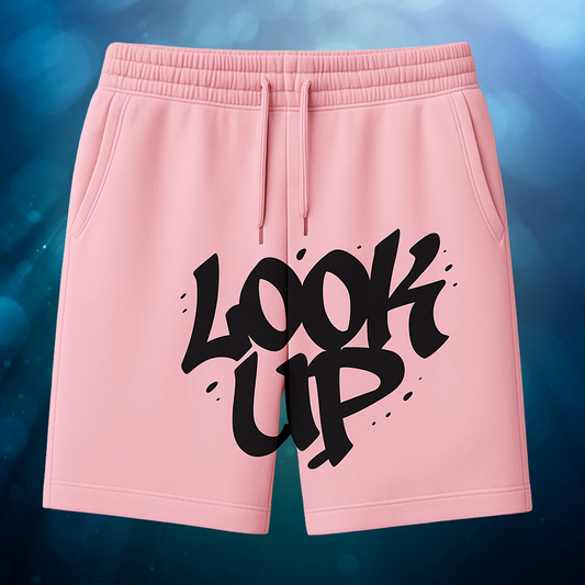LONE ERA™ “LOOK UP” Heavyweight Shorts.Pastel Pink Edition