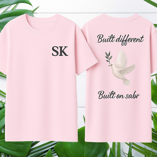 SK Wings Dove Tee – Built Different, Built on Sabr (Baby Pink | Stella Cotton 2.0)